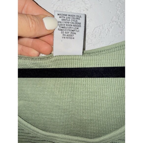 Vintage Ellemenno Women's Sleeveless Top Size XL Y2K Crop Tank Top Green K - Picture 4 of 6